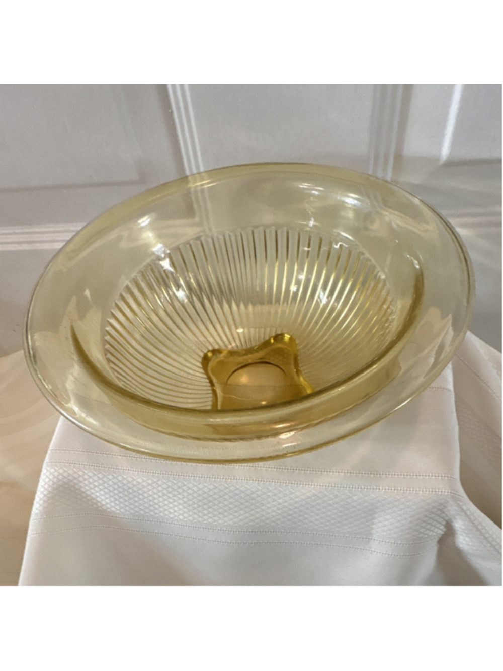 Yellow Glass Ribbed Round bowl
